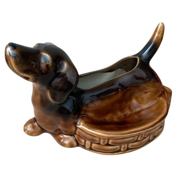 Whimsical Dachshund Planter & Trinket Dish Retro Dog Décor Dog Lover Gift - Picture 4 of 9